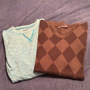 The North Face Men's Teal and Brown Sweater Duo